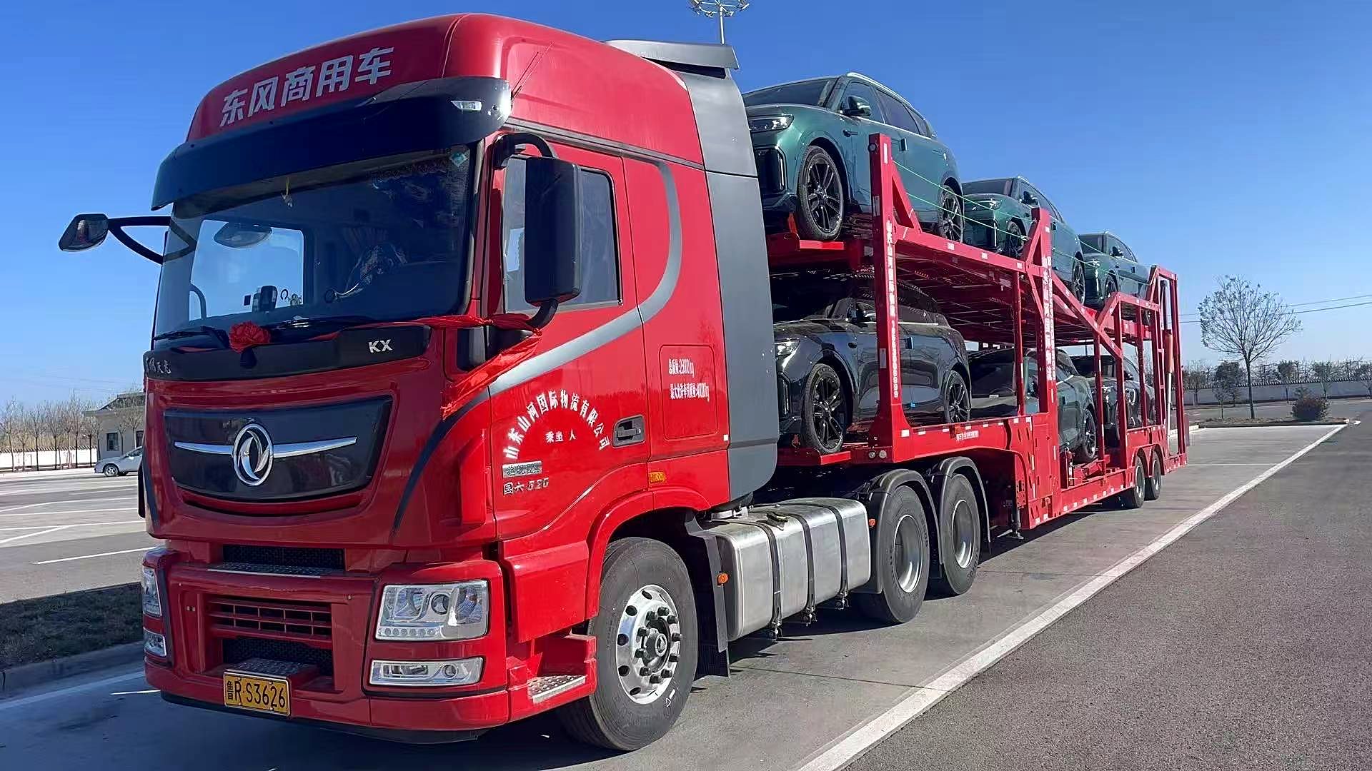 Vehicle carrier moving export cars