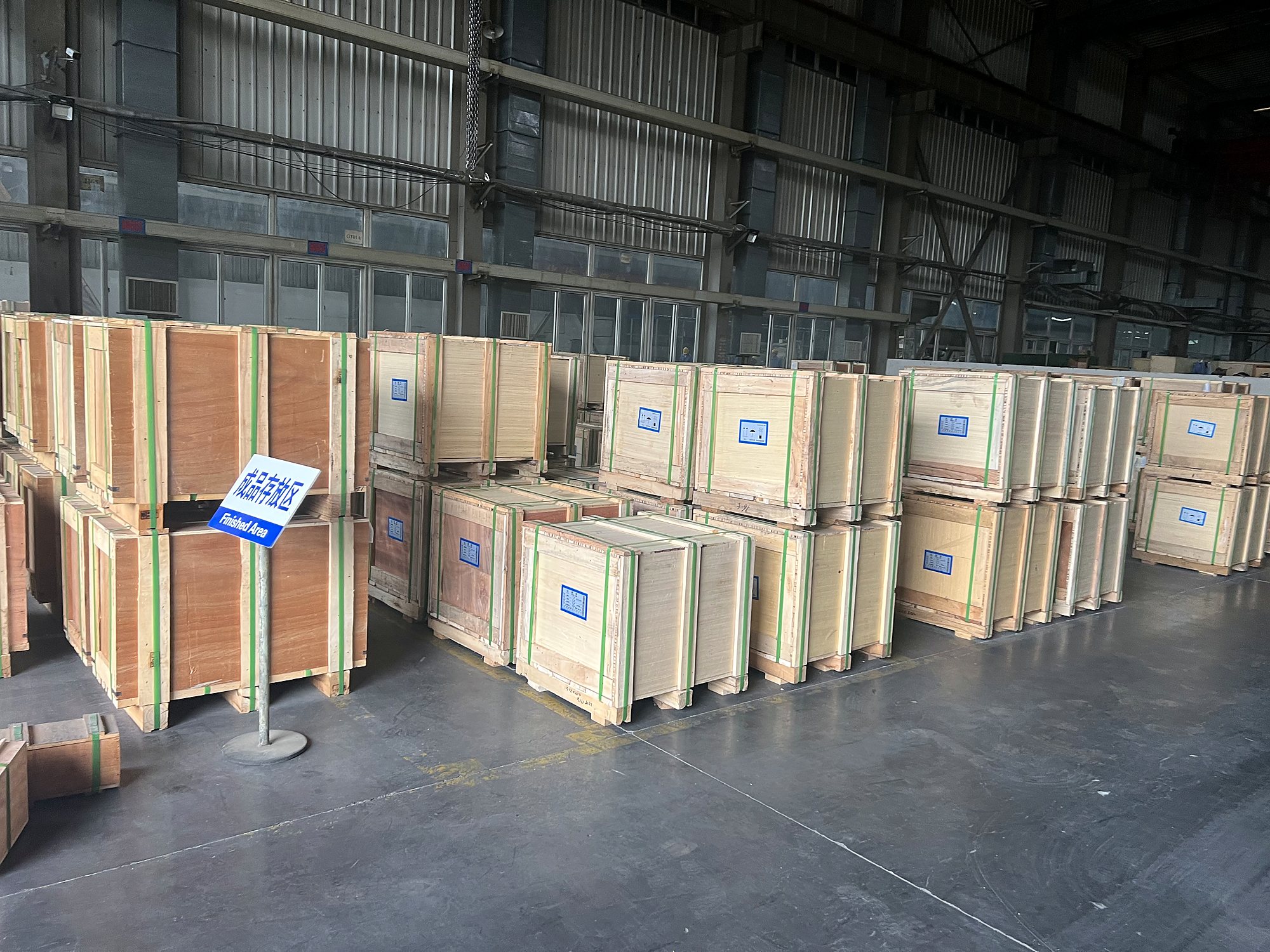 Warehouse crates prepared for logistics dispatch